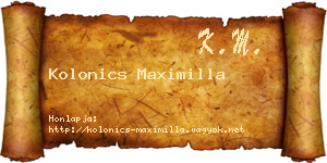 Kolonics Maximilla névjegykártya